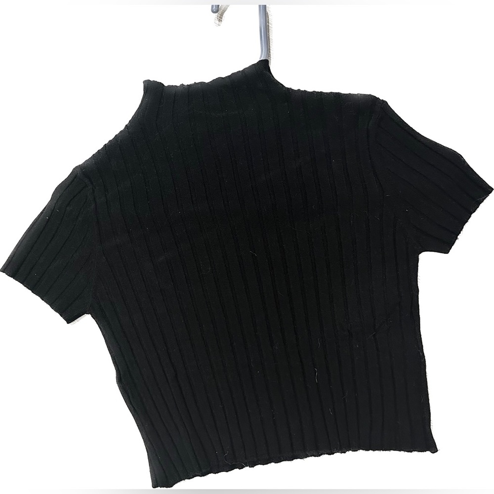VICI- Ribbed Crop Turtle Neck Tee